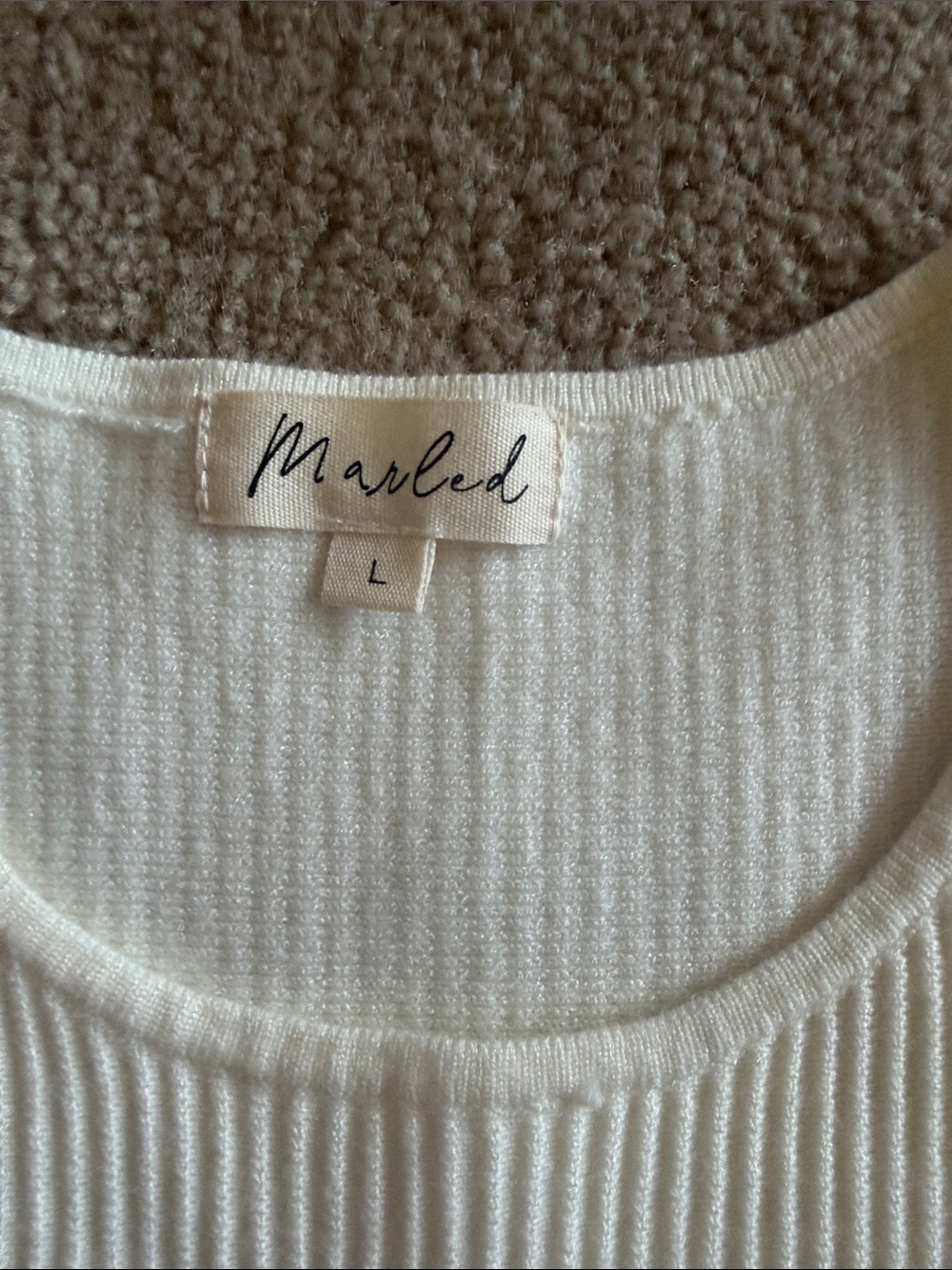 Marled Ribbed High-Neck Tank - Cream - Picture 3 of 4